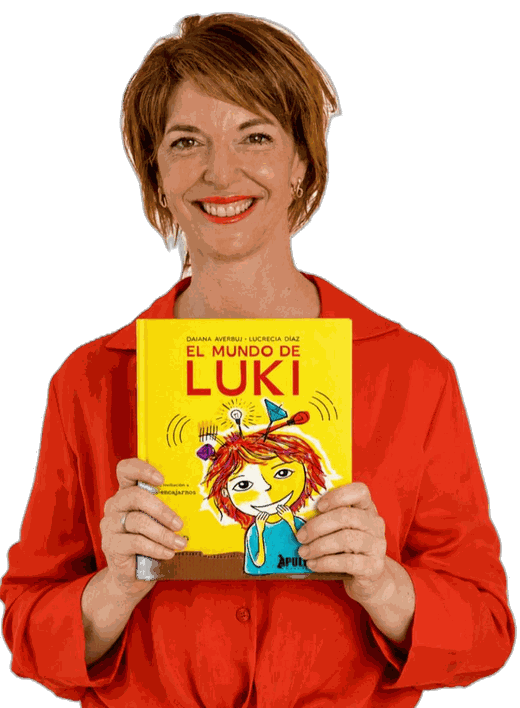 Daiana Averbuj con el libro El mundo de Luki