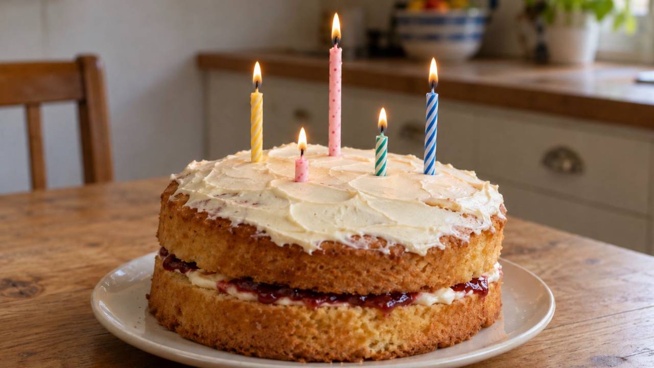 A slightly wonky birthday cake