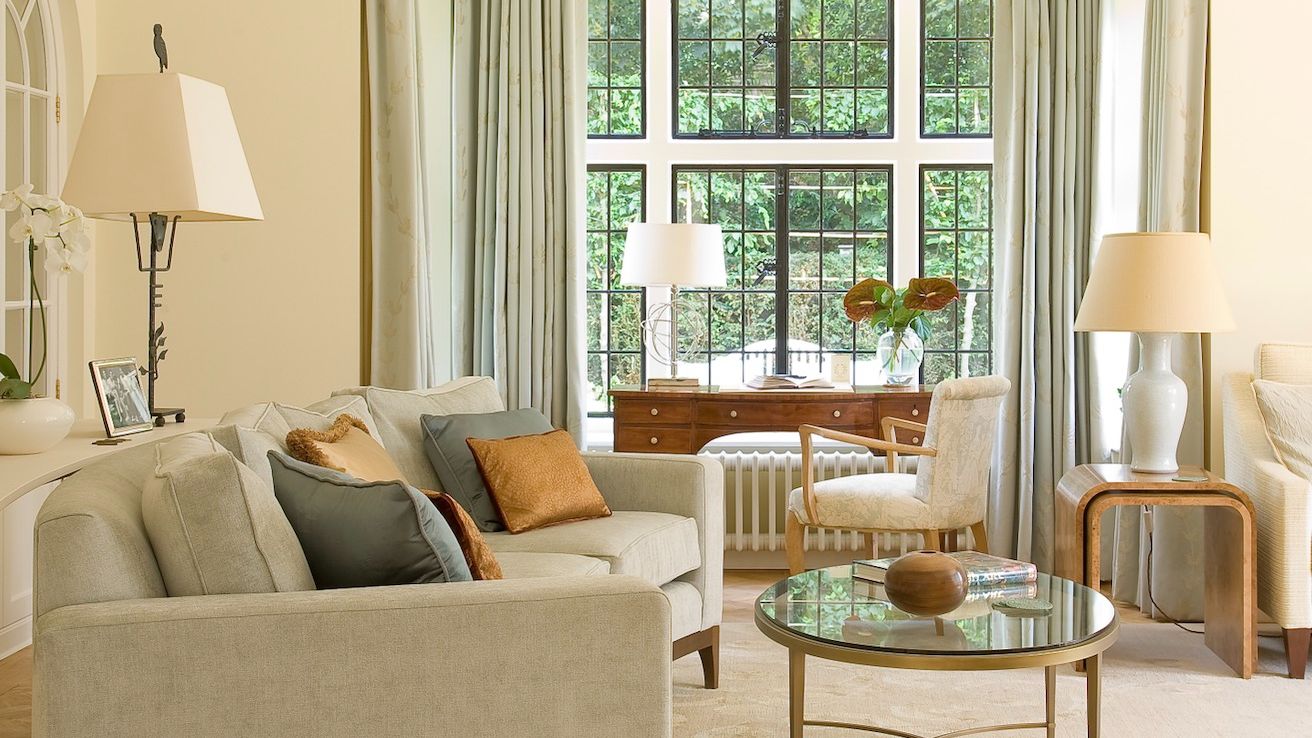 A sitting room scene illustrating the breadth of procurement: furnishings, accessories, lighting, soft furnishiings 