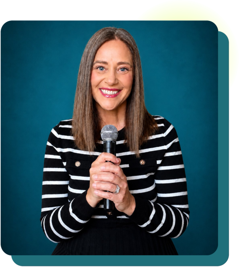 Kara Bunde-Dunn holding a microphone