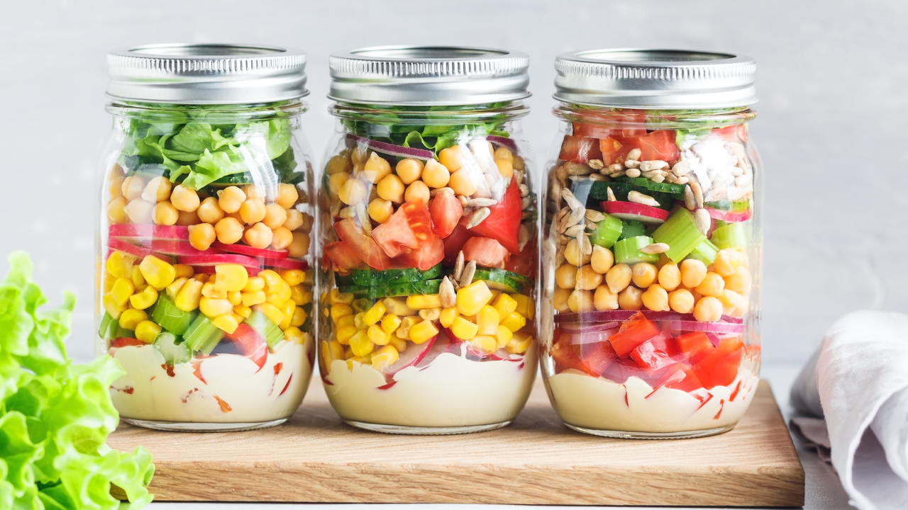 3 mason jar salads