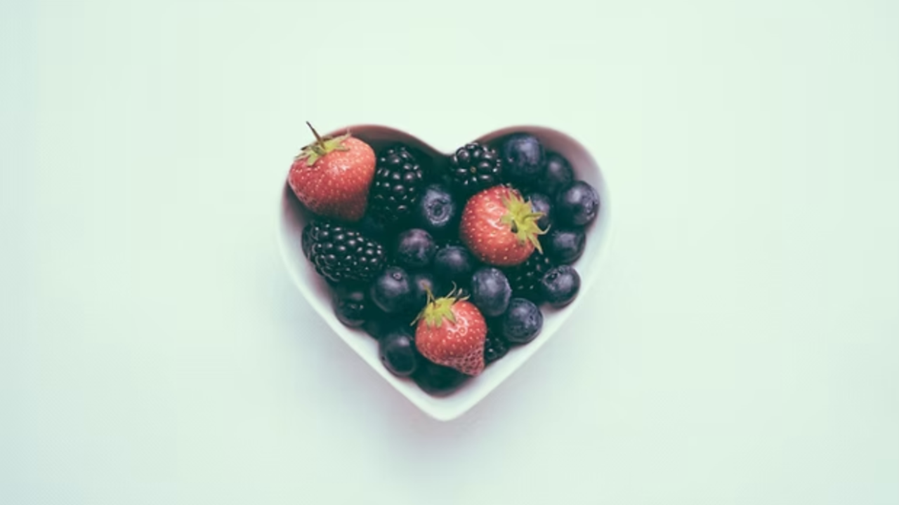 strawberries and blue berries