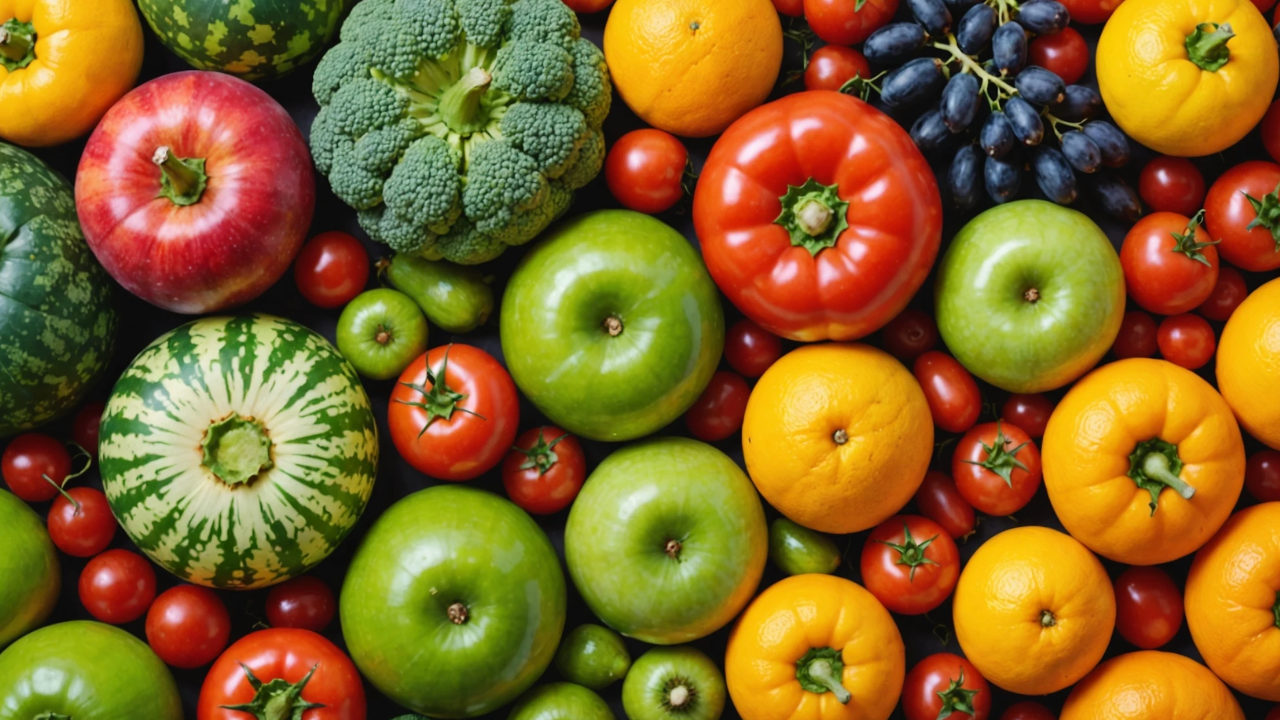 A variety of healthy foods rich in fiber.