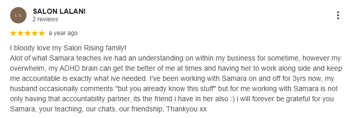 Five star review from Salon Lalani