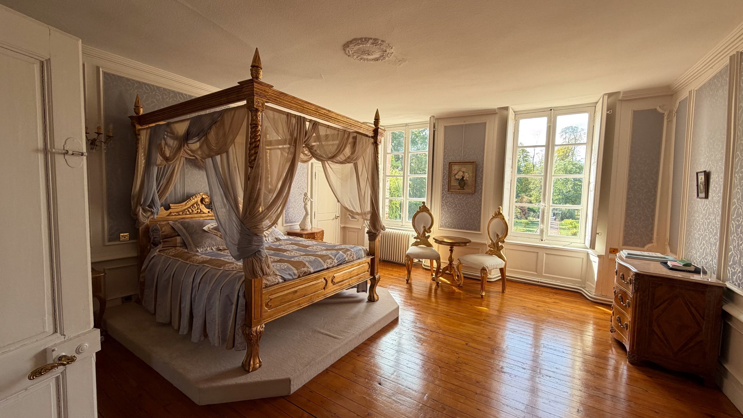 Château salon with antique furniture
