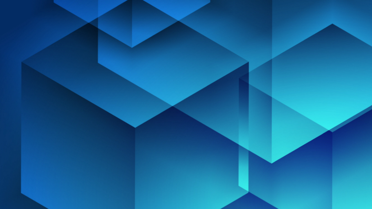 Intersecting translucent blue cube forms showing overlapping faces, edges, and vertices, representing the 26 Balance Points and relational structure of Jacob Goettsche's my K.I.N./G-M.A.P.