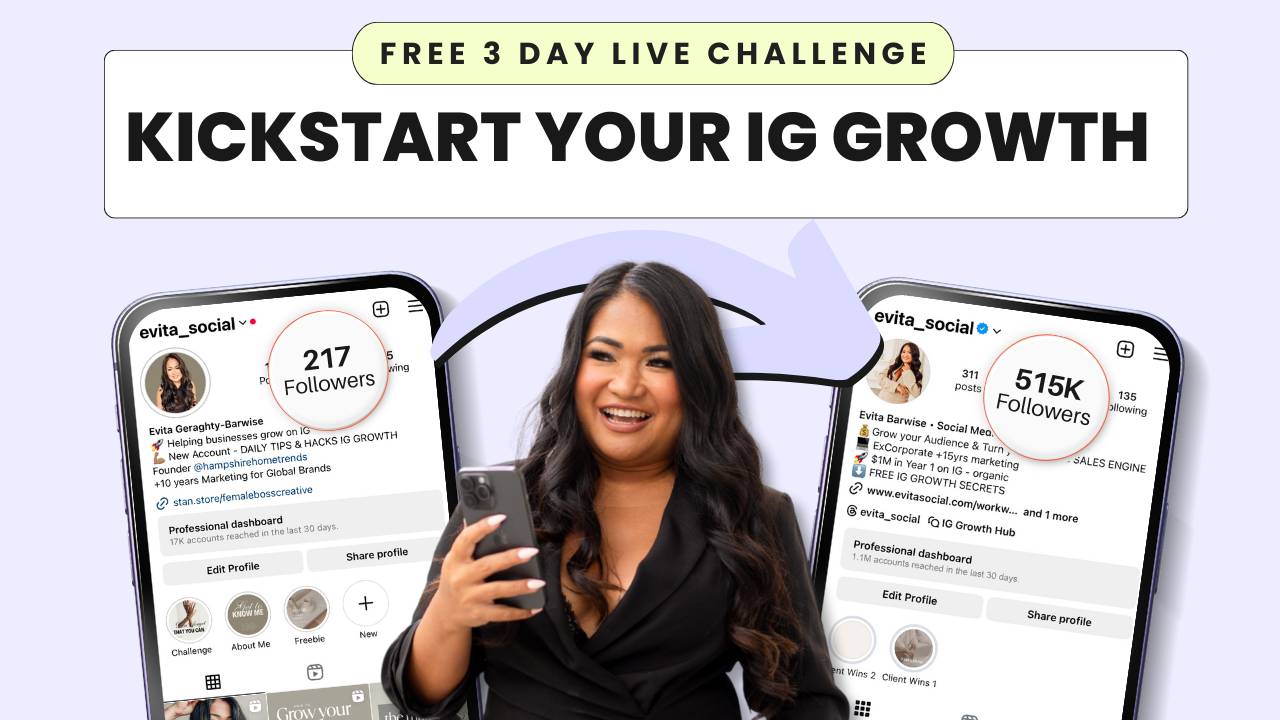 The Free Live 3 Day Kickstart Your IG Growth Challenge