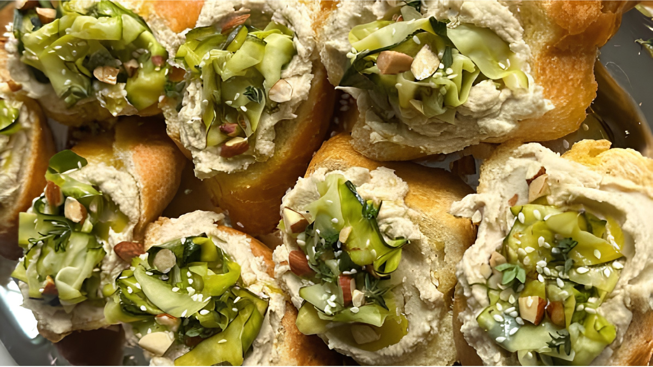 Zucchini Almond Crostini
