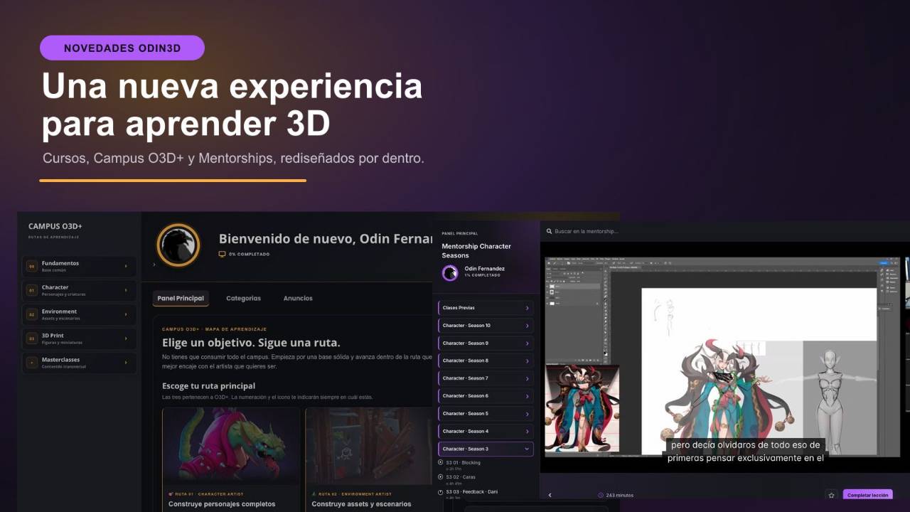 Nueva experiencia de cursos, Campus O3D+ y Mentorships de Odin3D