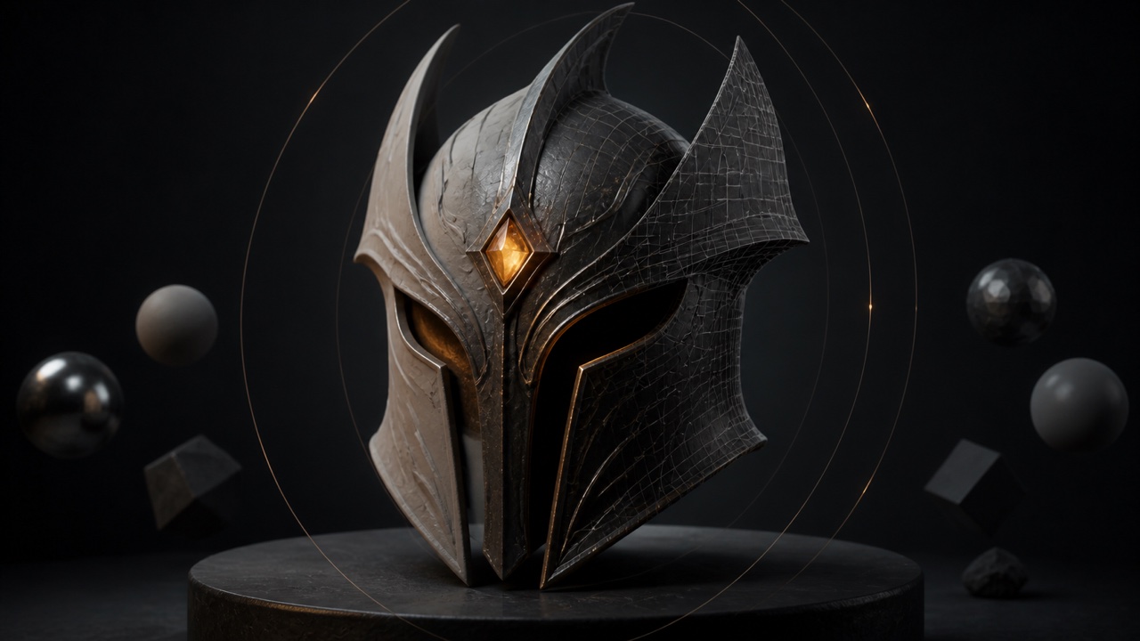 Casco 3D estilizado revisado mediante clay, wireframe y materiales finales.