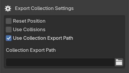Use Collection Export Path activado
