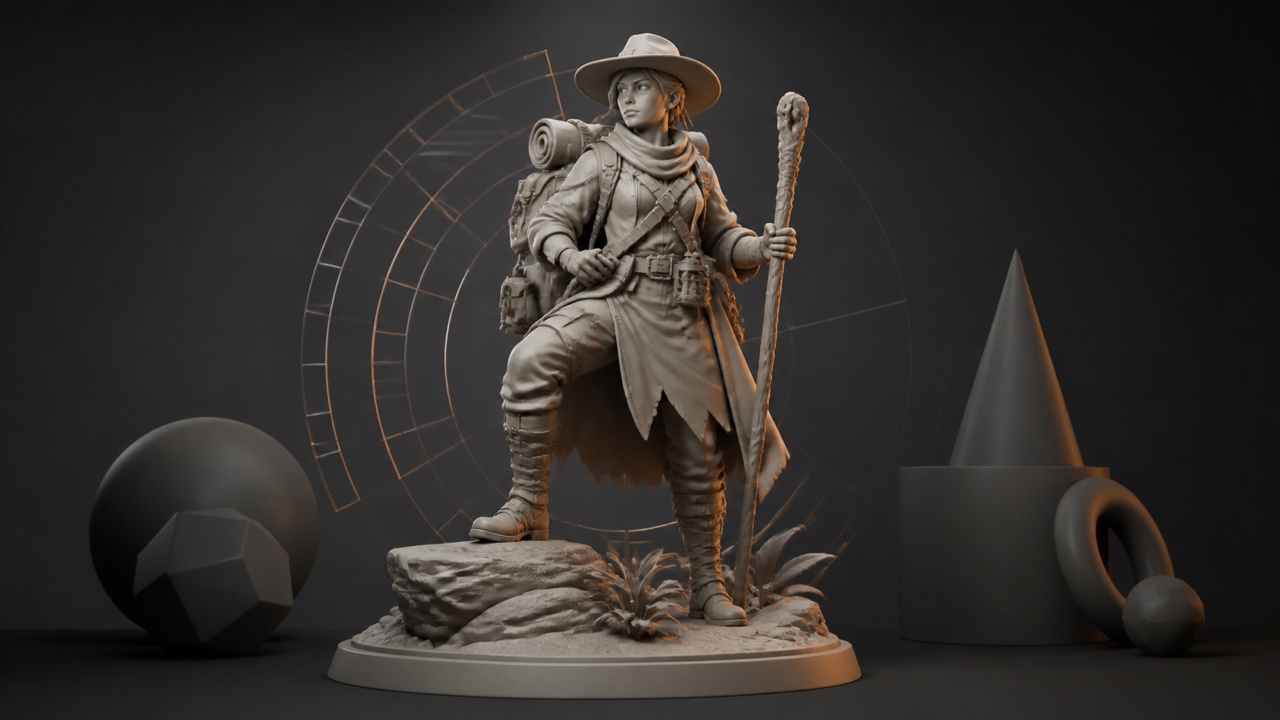 Escultura digital original de una miniatura para juegos de mesa.