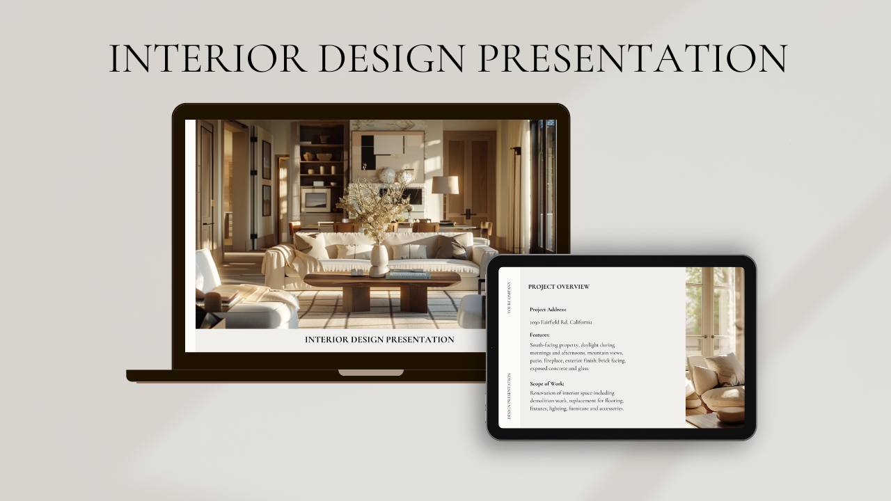 Professional Interior Design Presentation Template (Editable)