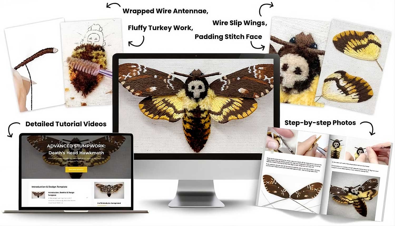 Death's Head Hawkmoth 3D Embroidery Masterclass