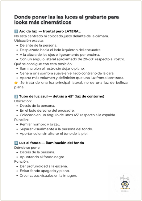 Dónde poner las luces al grabarte