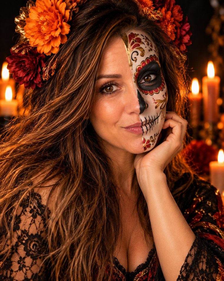 Media cara calavera mexicana