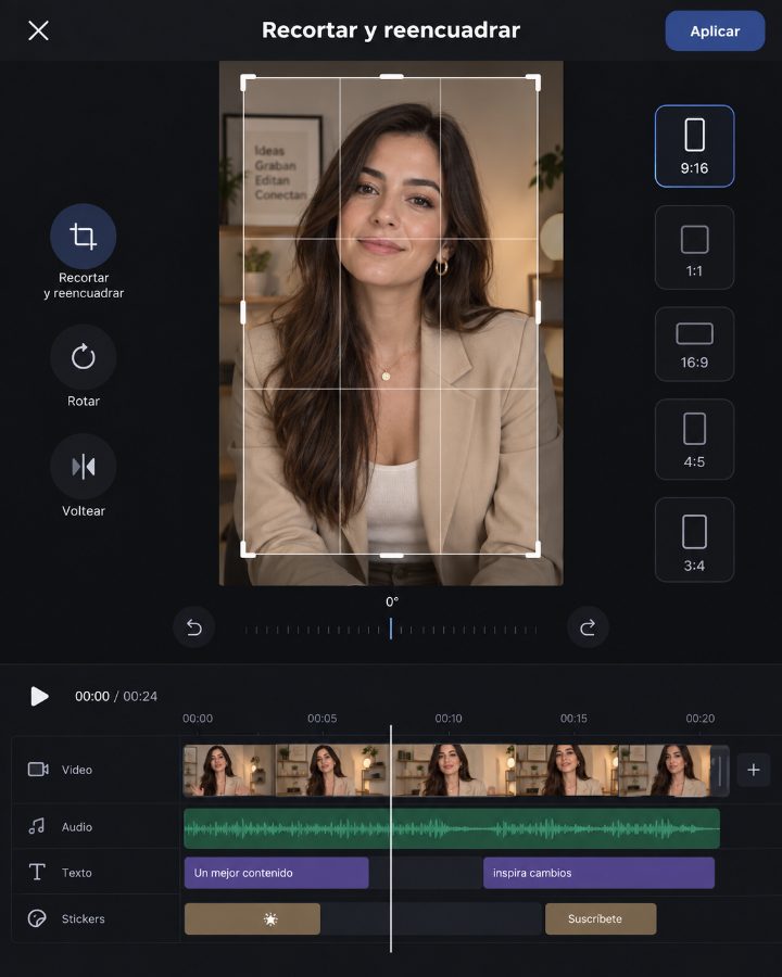 Recorta y acerca la imagen en Edits