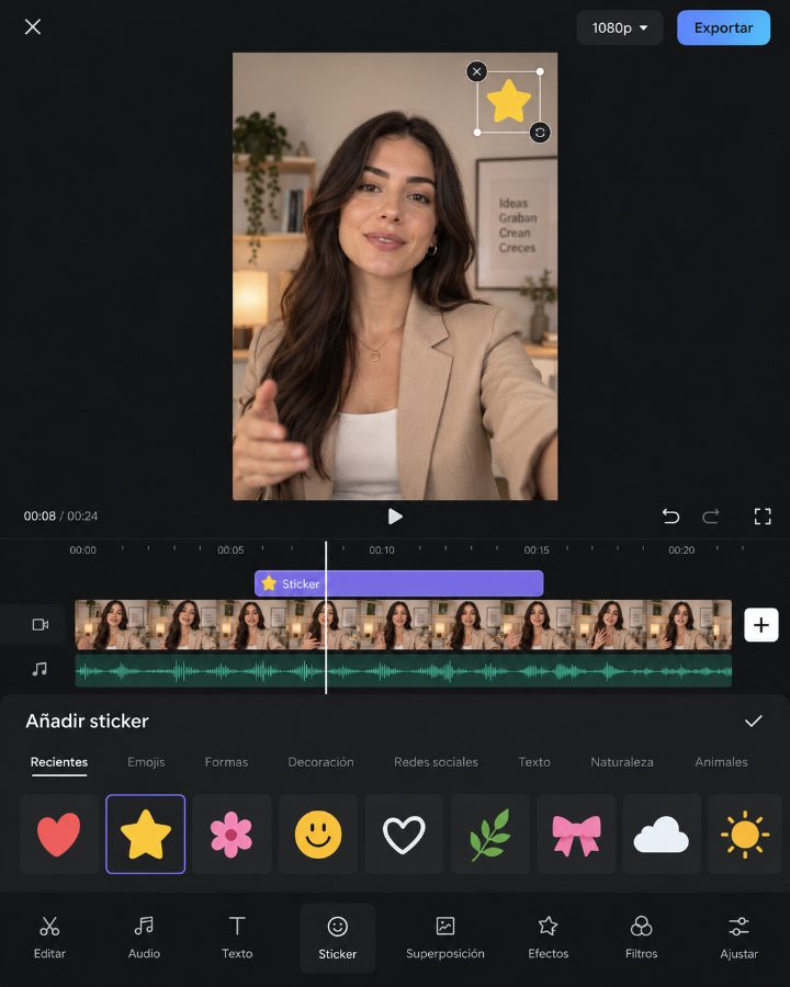 Añade un sticker en Edits