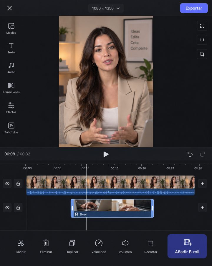 Añade un b-roll en Edits