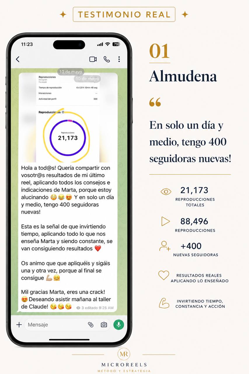 Testimonio Almudena – 400 seguidoras en día y medio