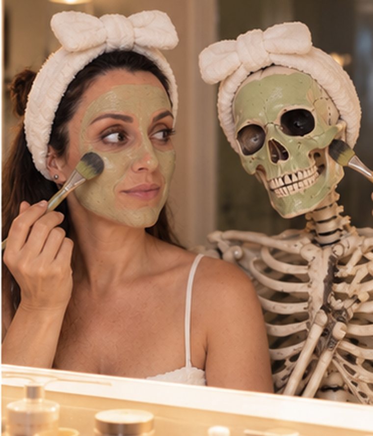 Mascarilla con el esqueleto