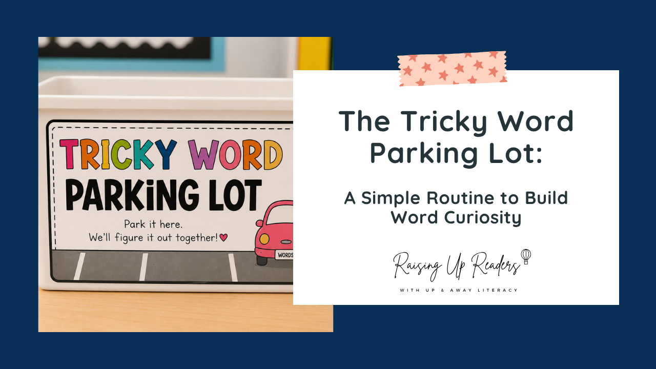 classroom bin with tricky word parking lot sign