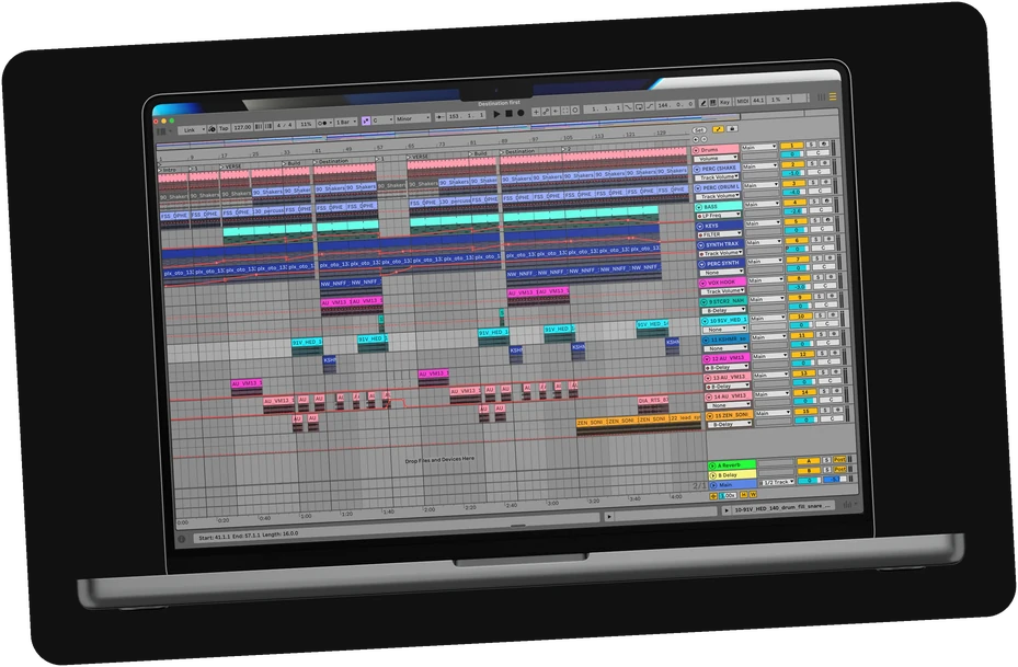 A finished arrangement in Ableton Live