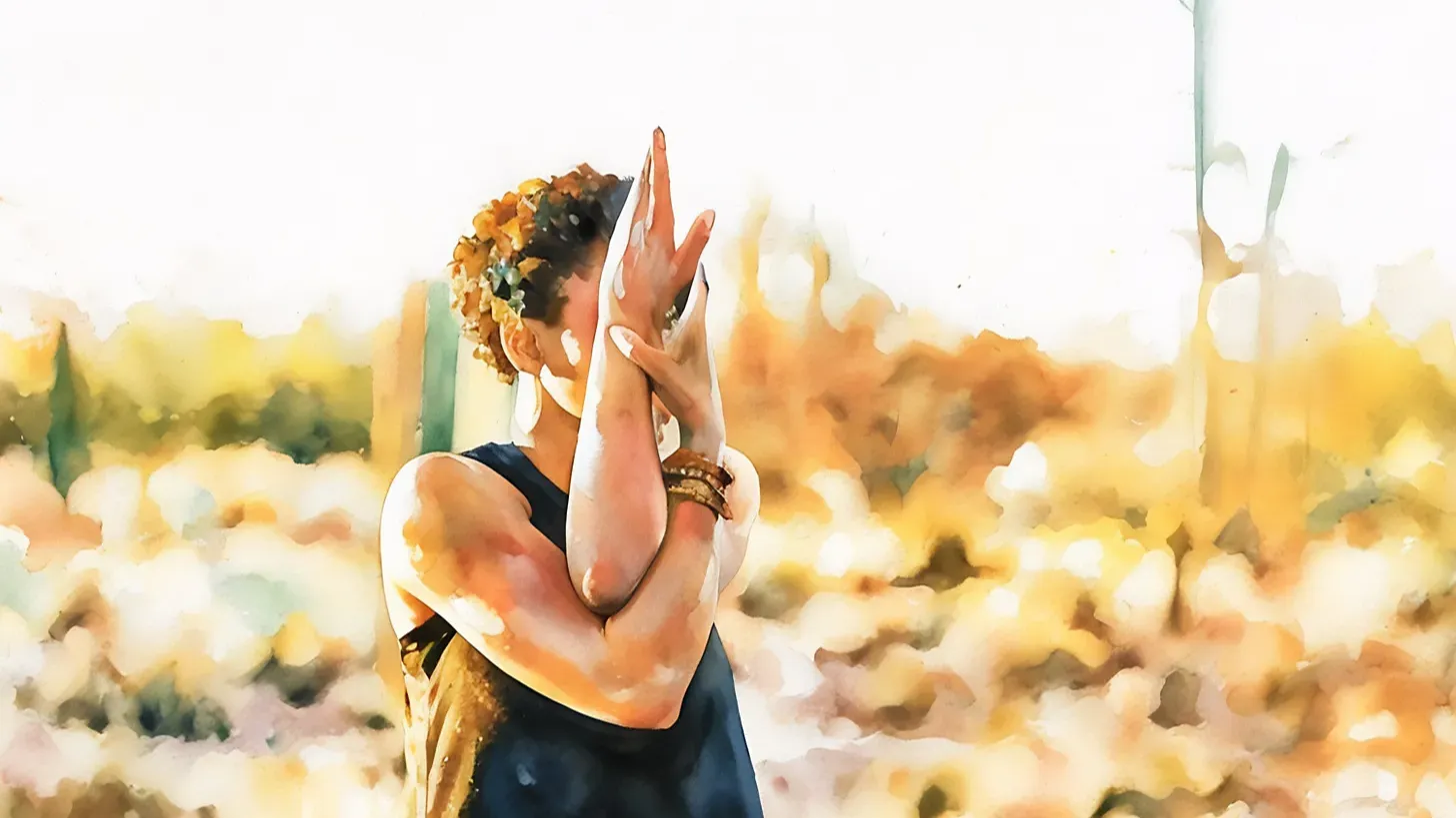 Photo of a woman stretching arms