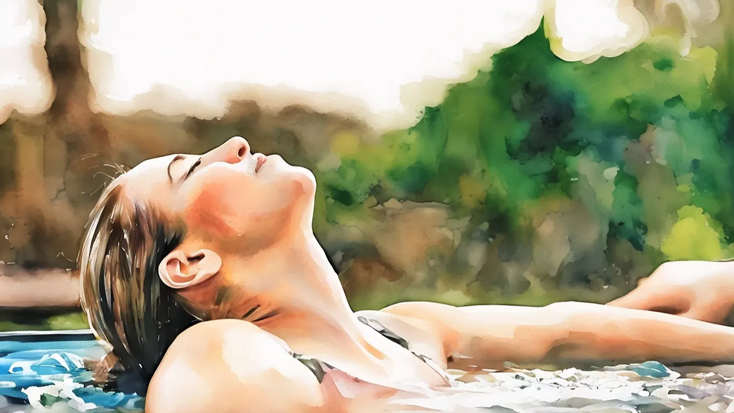 Photo of woman relaxing in pool