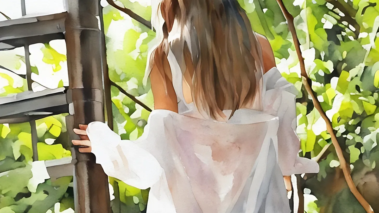 Photo of a woman walking to a verandah