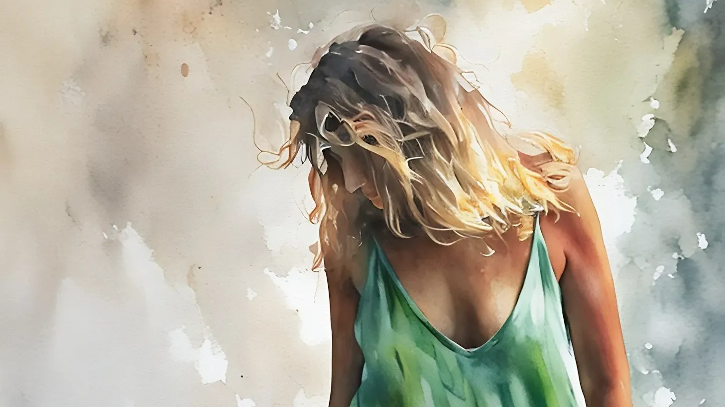 Woman in green dress