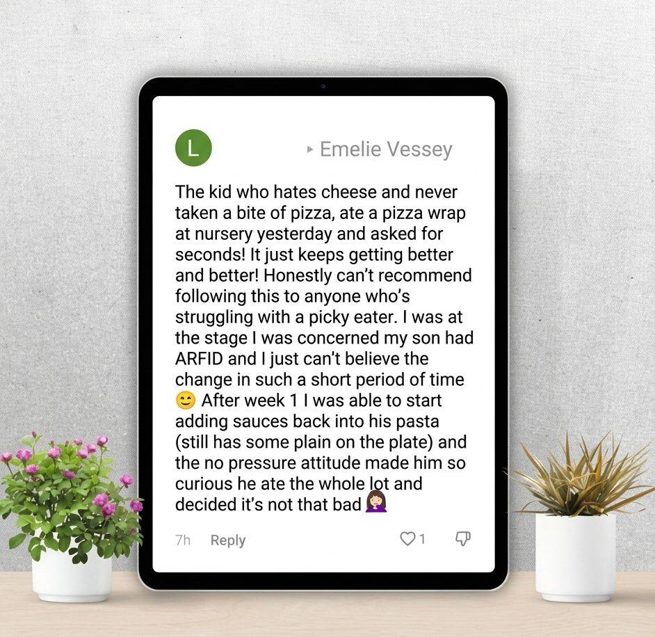 Parent testimonial about support with picky eating and healthy eating habits