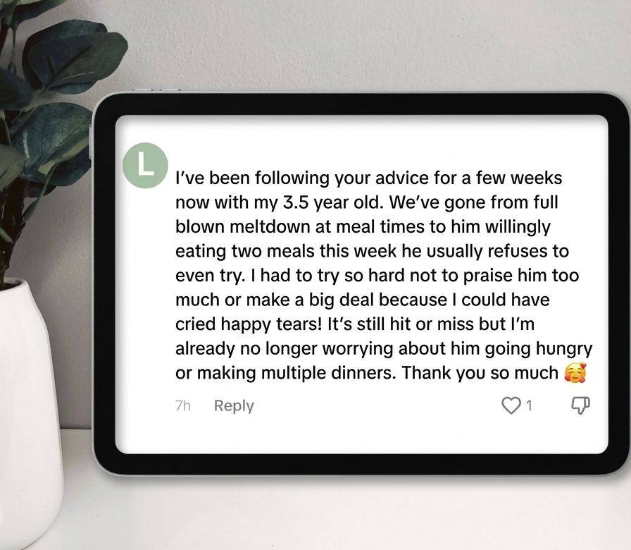 Parent testimonial about support with picky eating and healthy eating habits