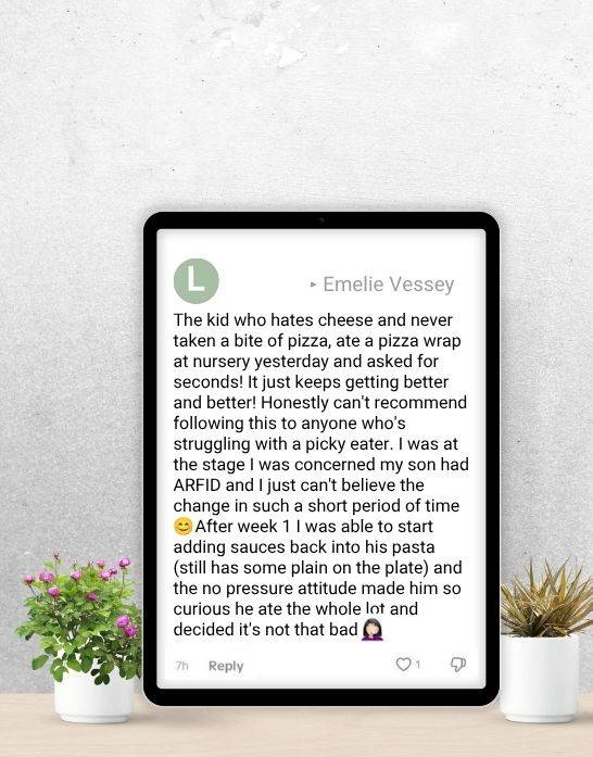 Parent testimonial about a picky eater becoming more curious about food and trying new foods