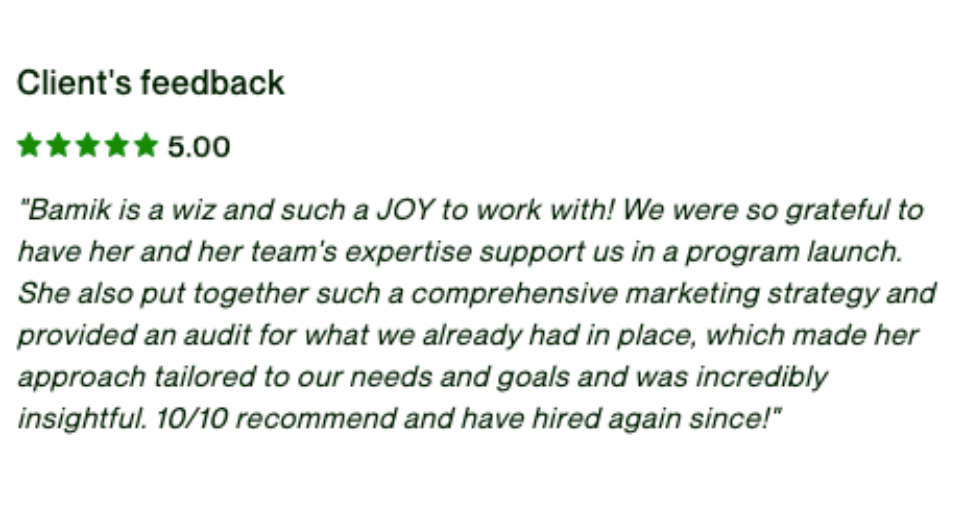 Optimised Digital Review. Bamik is a wiz and such a JOY to work with!