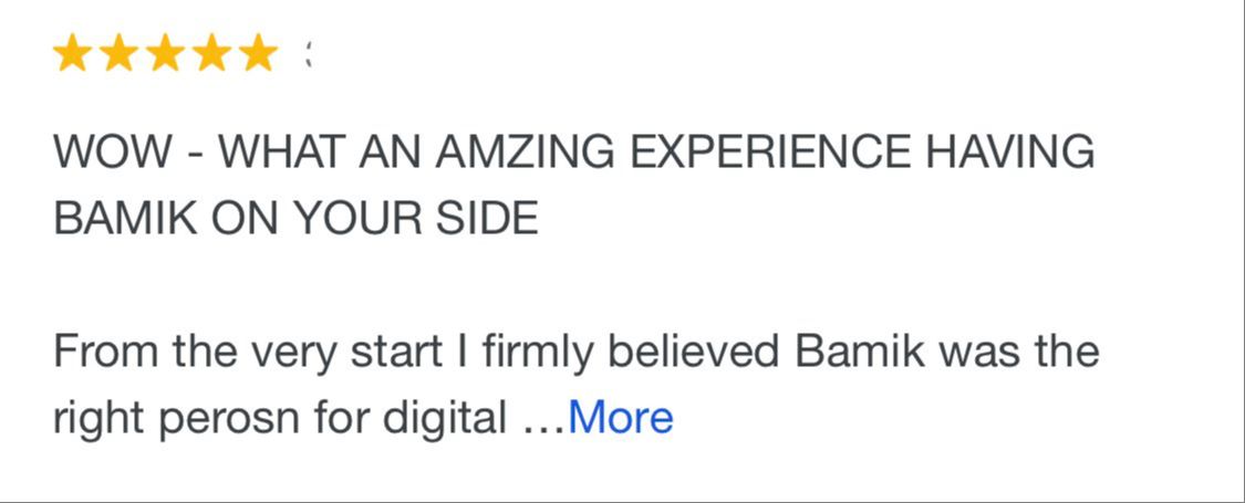 Optimised Digital review. Wow what an amazing experience having Bamik on your side.