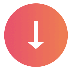 A white arrow pointing down in an orange circle.