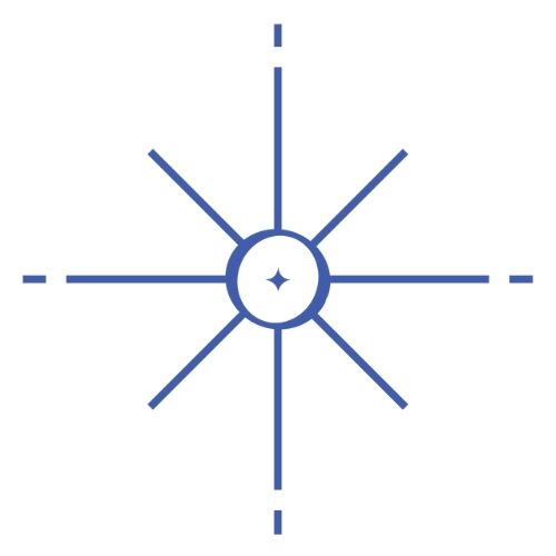 A stylist graphic of a star with a focal point in the middle.