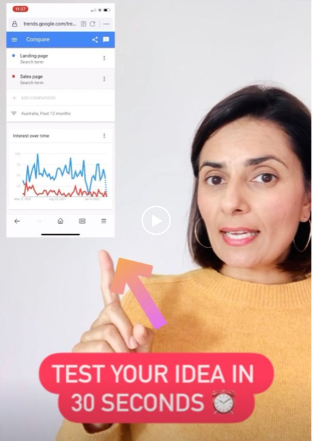 An Instagram video about how to test your business idea.