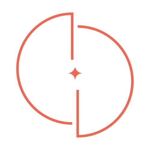 A stylised graphic of a circle split in two. 