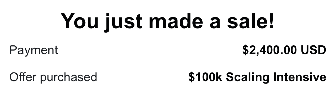 Sale notification: $2,400, $100k Scaling Intensive