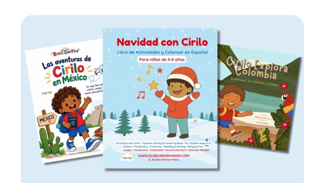 El Recreo Spanish Christmas book bundles featuring Navidad con Cirilo and Cirilo’s adventures in Colombia and Mexico