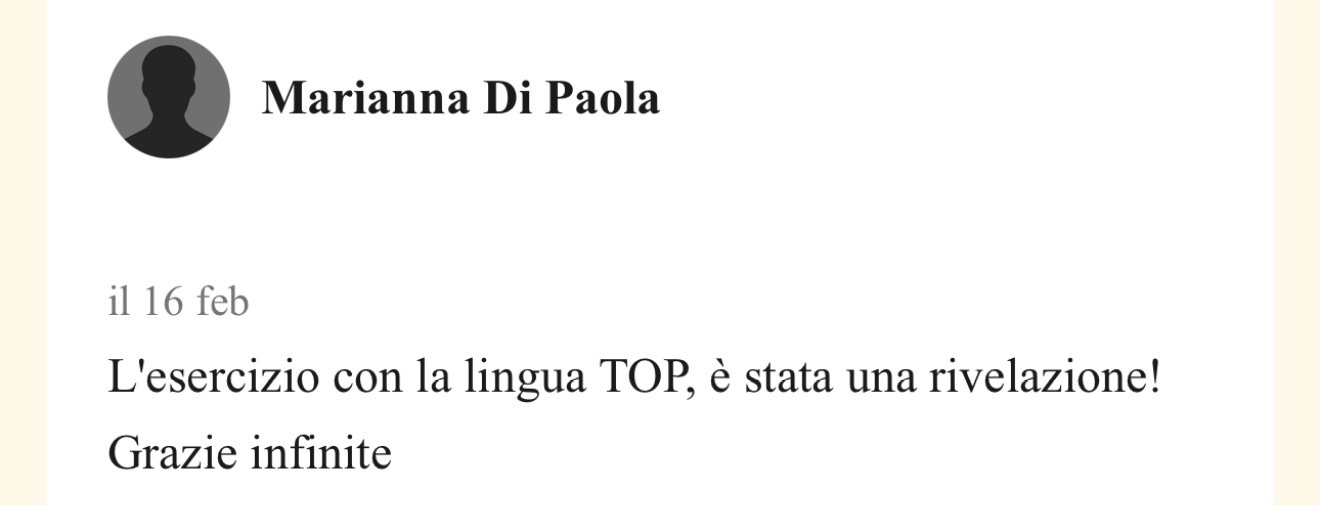 Testimonianza di una koelina: l'esercizio con la lingua TOP, è stata una rivelazione