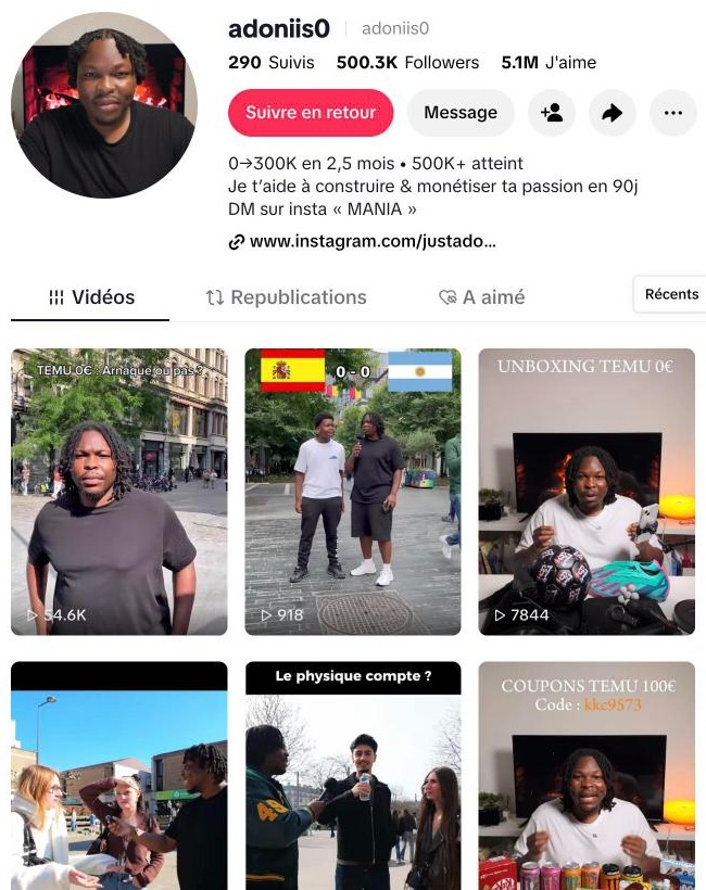 Compte Adonis (TikTok)