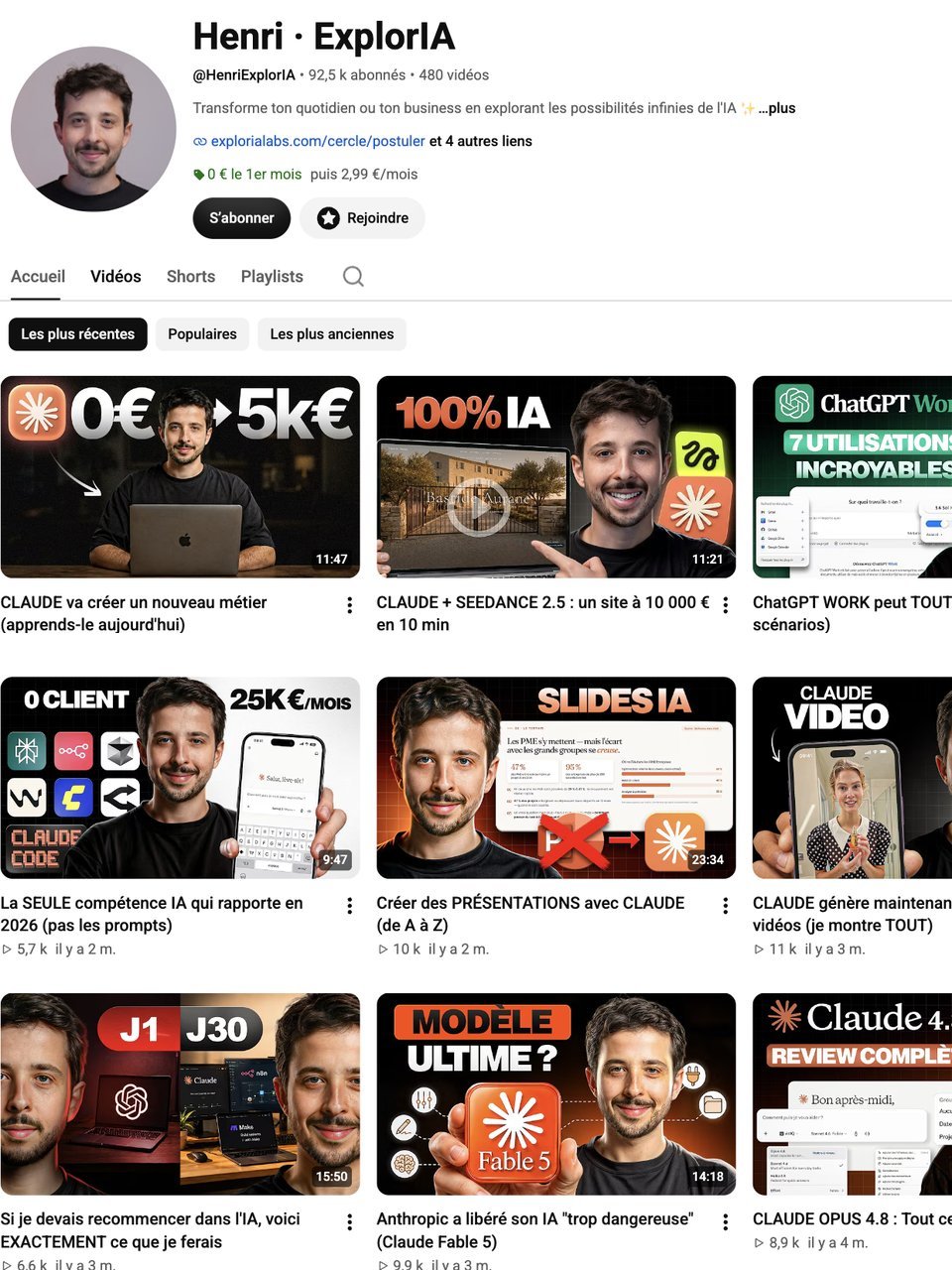 Compte Henri · ExplorIA (YouTube)