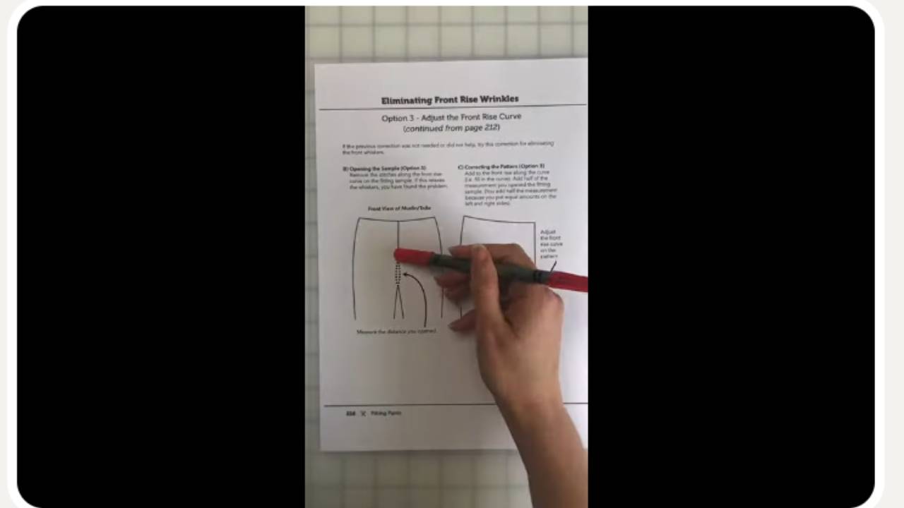 Fix Front Rise Wrinkles on Pants Patterns: Update the Front-Rise Curve
