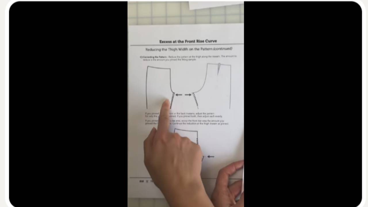 How to Eliminate Excess Fabric at Front Rise Pants Pattern Correction