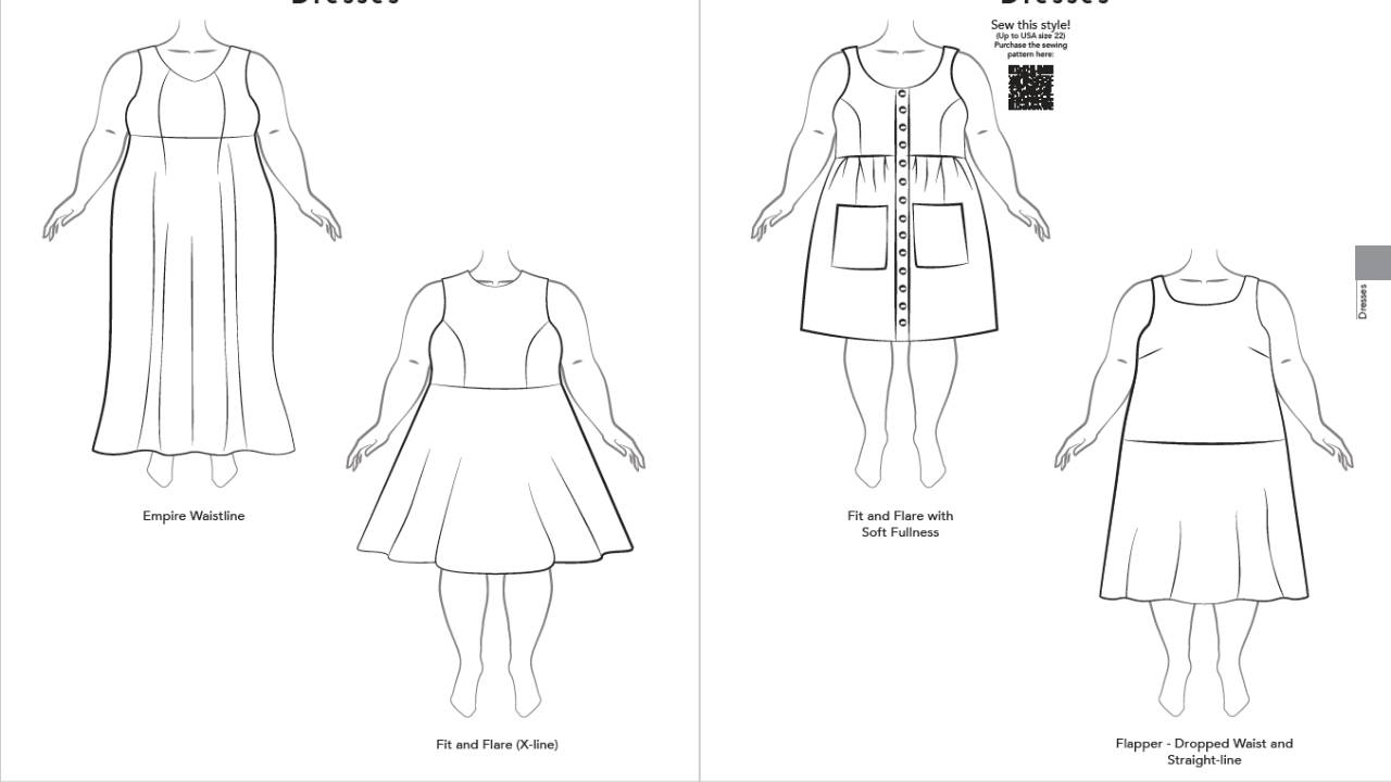 a line dress technical drawing Highlands Wrap Dress – Allie Olson Sewing Patterns