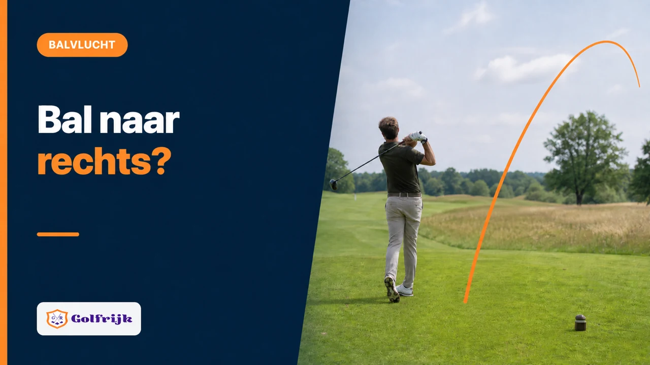 Rechtshandige golfer volgt een push-slice die rechts eindigt