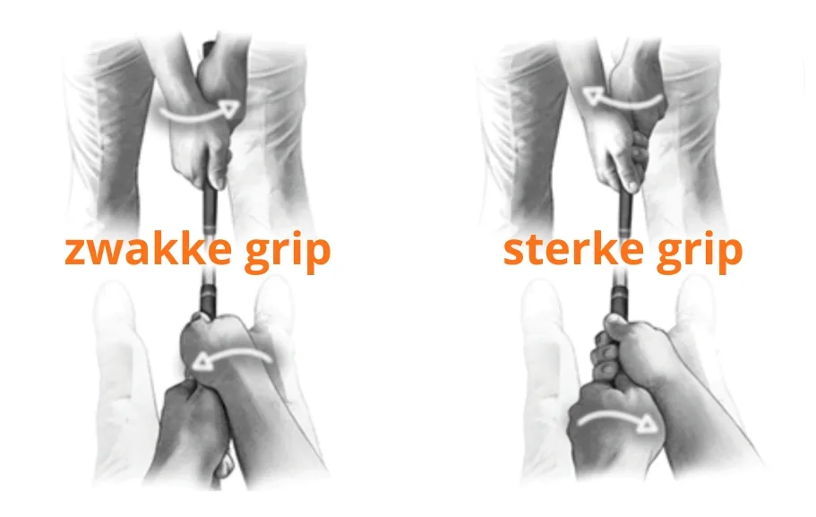 Verschil tussen een zwakke en sterke golfgrip